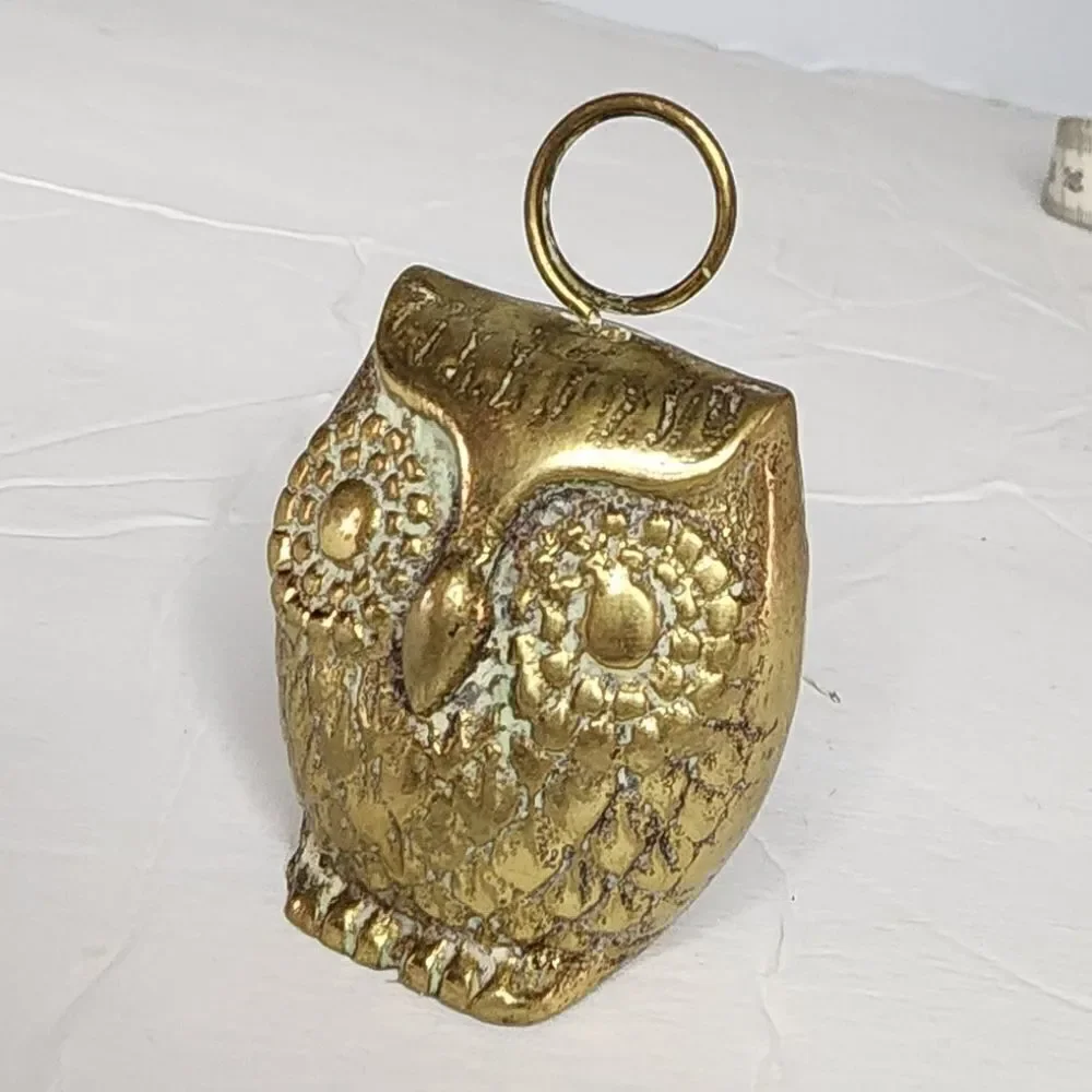 Vintage Brass owl Figurine with Aged Patina mid century 1950s brass